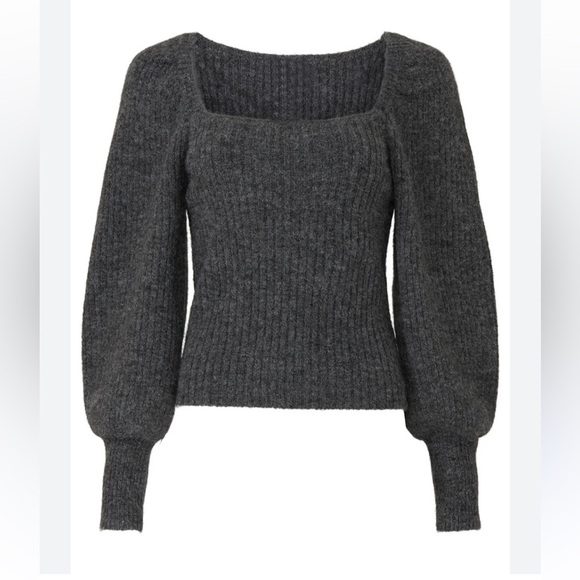 Rebecca Minkoff Grey Wool Puff Sleeve Pixi Sweater - Picture 2 of 4